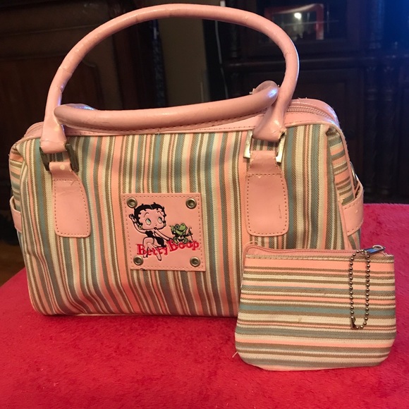 Betty Boop Handbags - Stripe Pink Betty Boop Bag